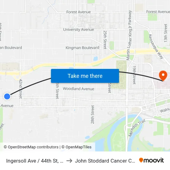 Ingersoll Ave / 44th St, Dsm to John Stoddard Cancer Center map