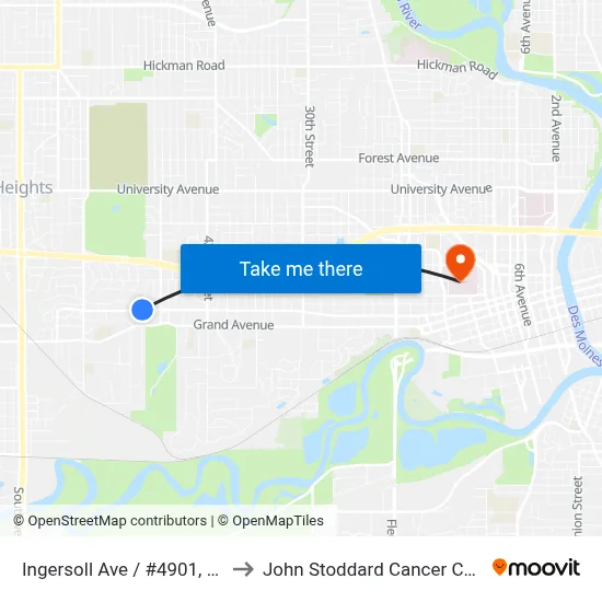 Ingersoll Ave / #4901, Dsm to John Stoddard Cancer Center map