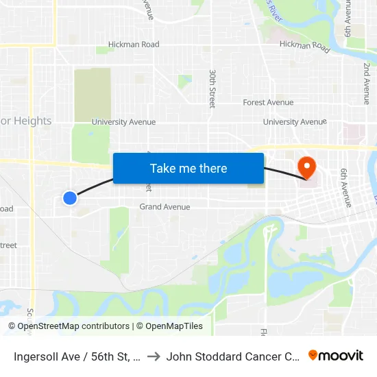 Ingersoll Ave / 56th St, Dsm to John Stoddard Cancer Center map