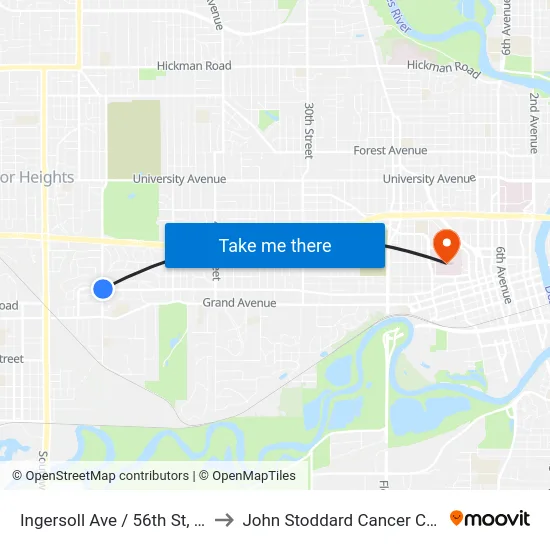 Ingersoll Ave / 56th St, Dsm to John Stoddard Cancer Center map
