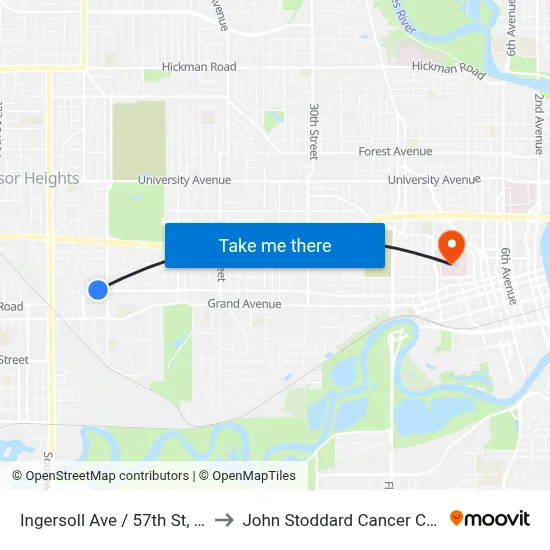Ingersoll Ave / 57th St, Dsm to John Stoddard Cancer Center map
