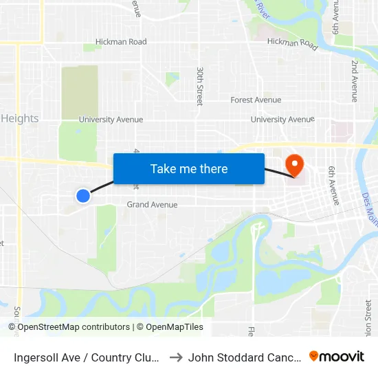 Ingersoll Ave / Country Club Blvd, Dsm to John Stoddard Cancer Center map