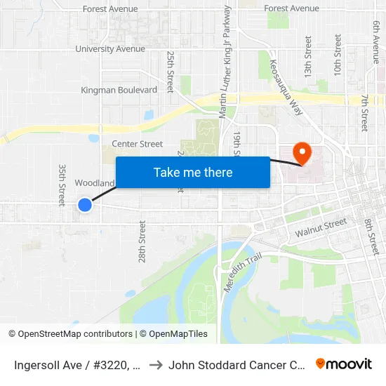 Ingersoll Ave / #3220, Dsm to John Stoddard Cancer Center map