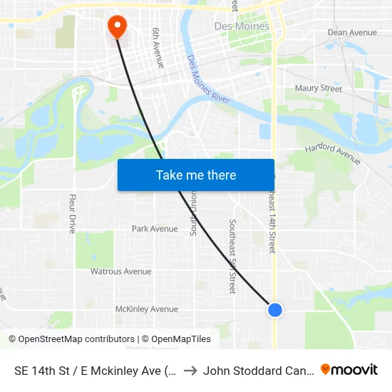 SE 14th St / E Mckinley Ave (Far-Side), Dsm to John Stoddard Cancer Center map