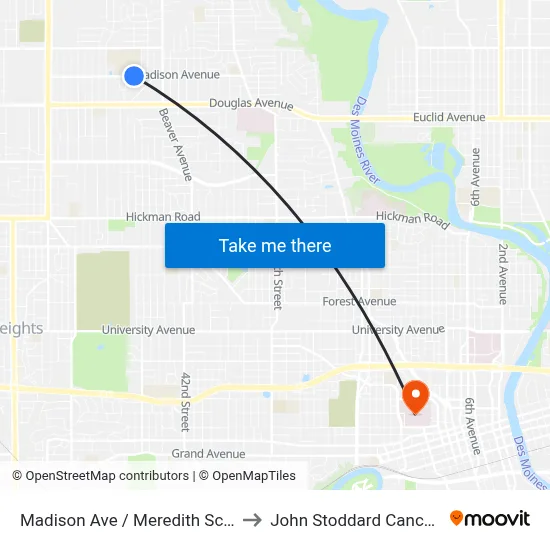 Madison Ave / Meredith School, Dsm to John Stoddard Cancer Center map