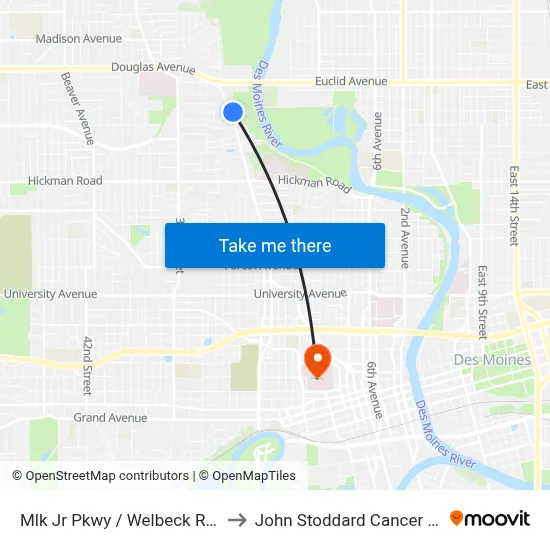 Mlk Jr Pkwy / Welbeck Rd, Dsm to John Stoddard Cancer Center map