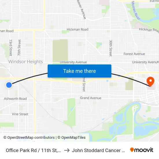 Office Park Rd / 11th St, Wdm to John Stoddard Cancer Center map