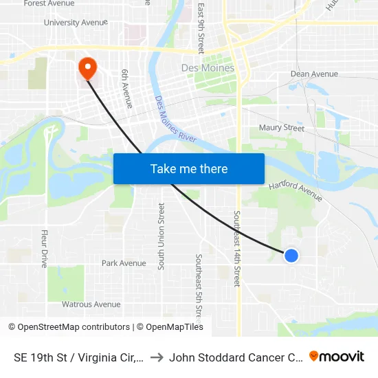 SE 19th St / Virginia Cir, Dsm to John Stoddard Cancer Center map