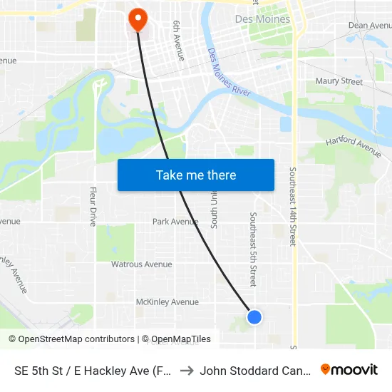 SE 5th St / E Hackley Ave (Far-Side), Dsm to John Stoddard Cancer Center map