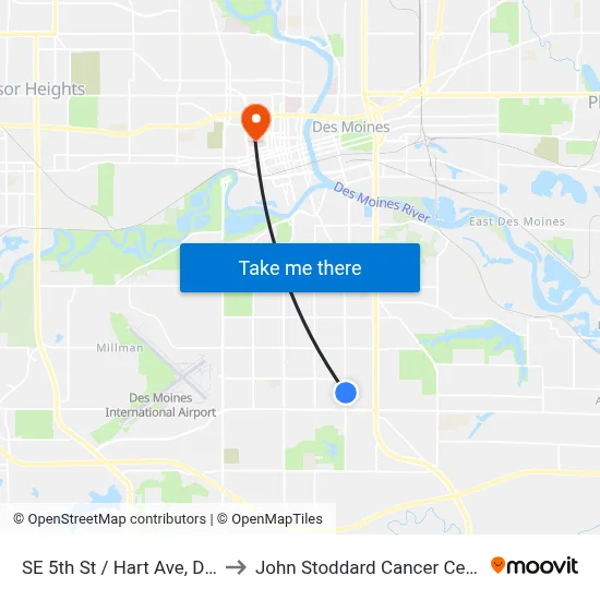 SE 5th St / Hart Ave, Dsm to John Stoddard Cancer Center map