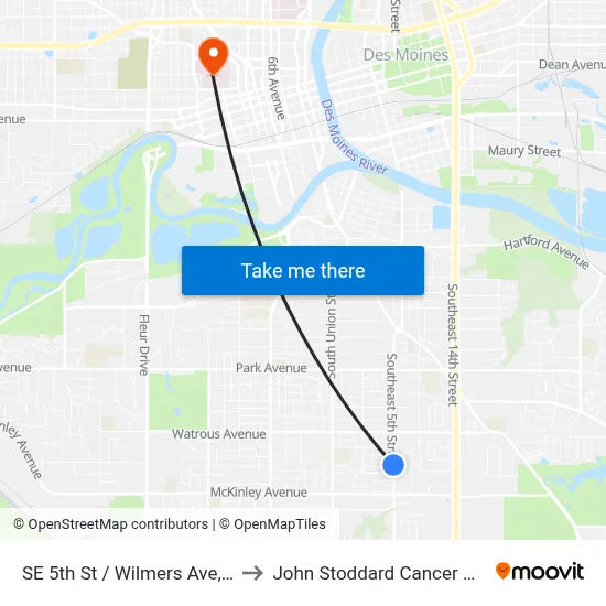 SE 5th St / Wilmers Ave, Dsm to John Stoddard Cancer Center map