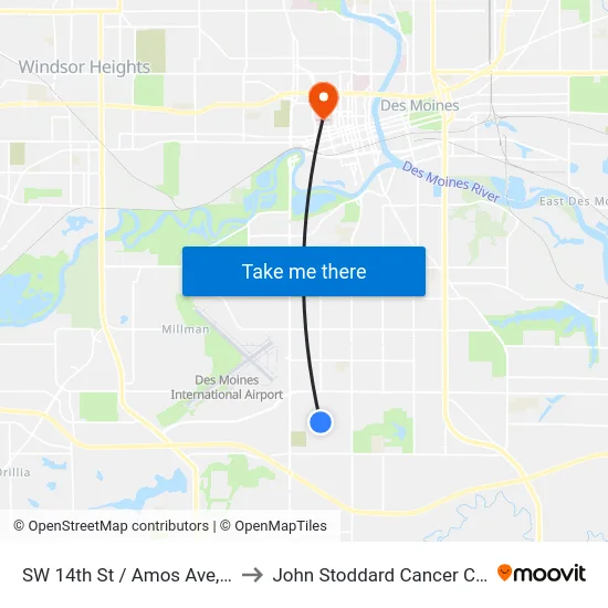 SW 14th St / Amos Ave, Dsm to John Stoddard Cancer Center map