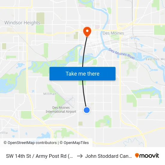 SW 14th St / Army Post Rd (Far-Side), Dsm to John Stoddard Cancer Center map