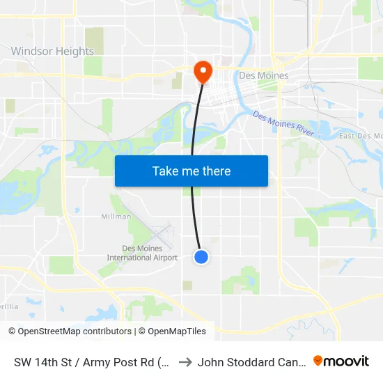 SW 14th St / Army Post Rd (Far-Side), Dsm to John Stoddard Cancer Center map