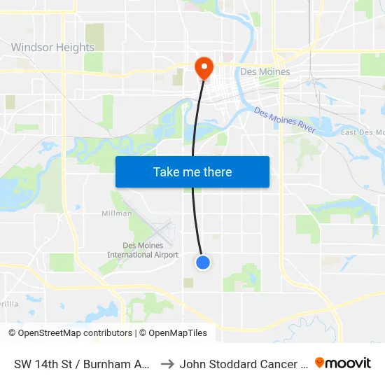 SW 14th St / Burnham Ave, Dsm to John Stoddard Cancer Center map