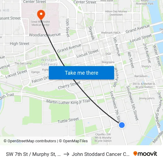 SW 7th St / Murphy St, Dsm to John Stoddard Cancer Center map