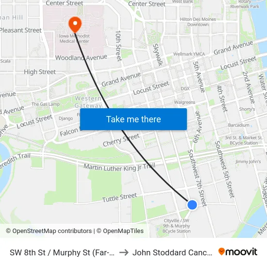 SW 8th St / Murphy St (Far-Side), Dsm to John Stoddard Cancer Center map