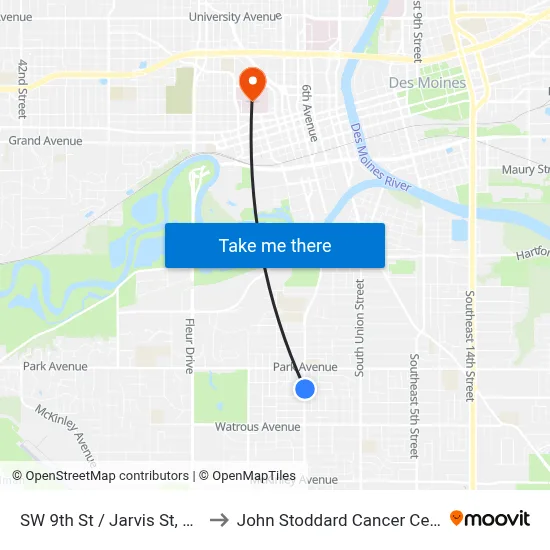 SW 9th St / Jarvis St, Dsm to John Stoddard Cancer Center map