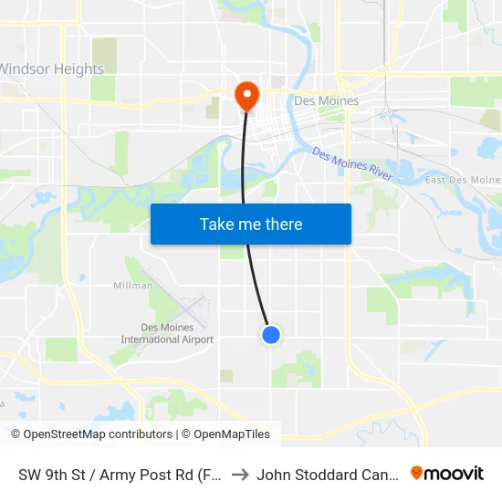 SW 9th St / Army Post Rd (Far-Side), Dsm to John Stoddard Cancer Center map