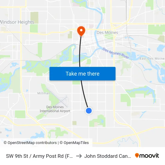 SW 9th St / Army Post Rd (Far-Side), Dsm to John Stoddard Cancer Center map