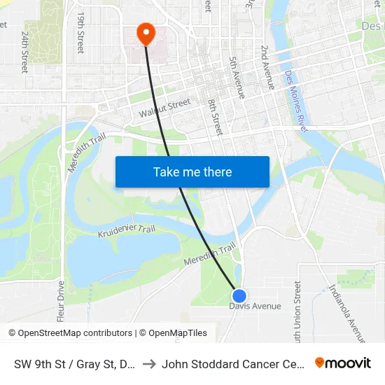 SW 9th St / Gray St, Dsm to John Stoddard Cancer Center map