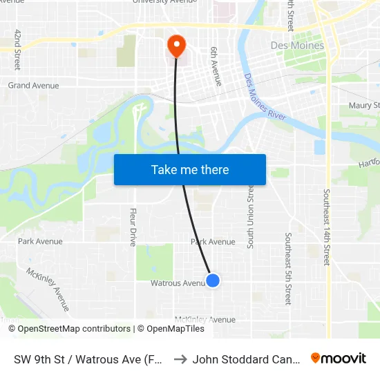 SW 9th St / Watrous Ave (Far-Side), Dsm to John Stoddard Cancer Center map