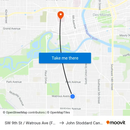 SW 9th St / Watrous Ave (Far-Side), Dsm to John Stoddard Cancer Center map