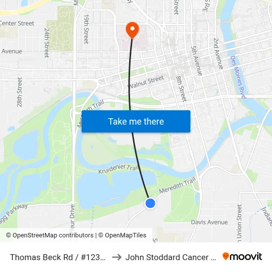 Thomas Beck Rd / #1235, Dsm to John Stoddard Cancer Center map