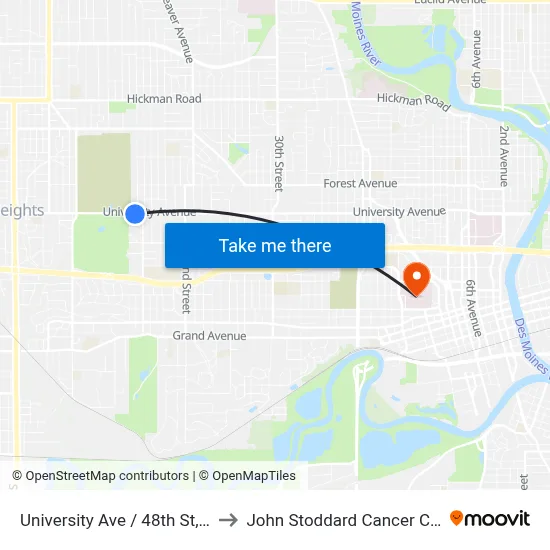 University Ave / 48th St, Dsm to John Stoddard Cancer Center map