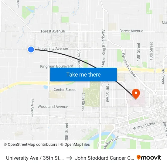 University Ave / 35th St, Dsm to John Stoddard Cancer Center map