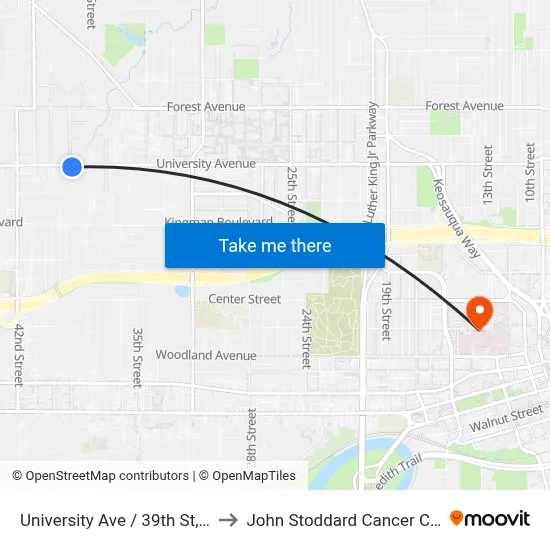 University Ave / 39th St, Dsm to John Stoddard Cancer Center map