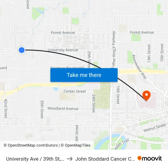 University Ave / 39th St, Dsm to John Stoddard Cancer Center map