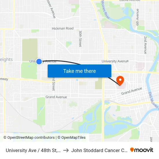 University Ave / 48th St, Dsm to John Stoddard Cancer Center map