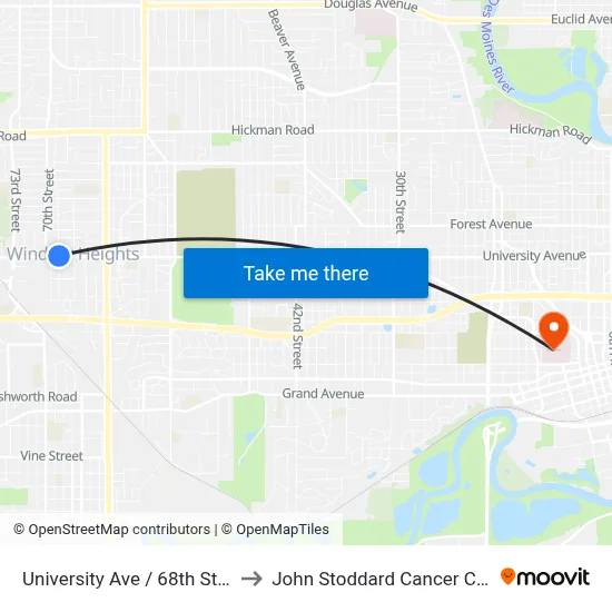 University Ave / 68th St, Wht to John Stoddard Cancer Center map
