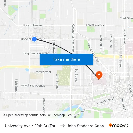 University Ave / 29th St (Far-Side), Dsm to John Stoddard Cancer Center map