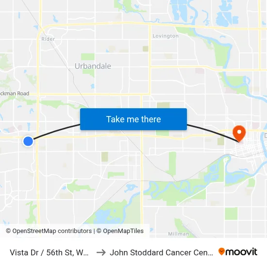 Vista Dr / 56th St, Wdm to John Stoddard Cancer Center map