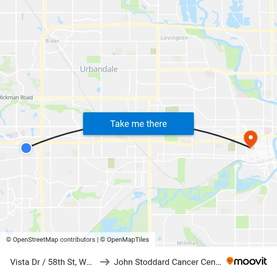 Vista Dr / 58th St, Wdm to John Stoddard Cancer Center map