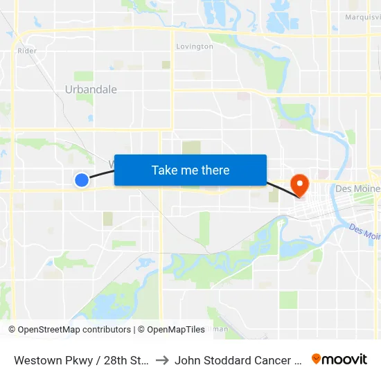 Westown Pkwy / 28th St, Wdm to John Stoddard Cancer Center map