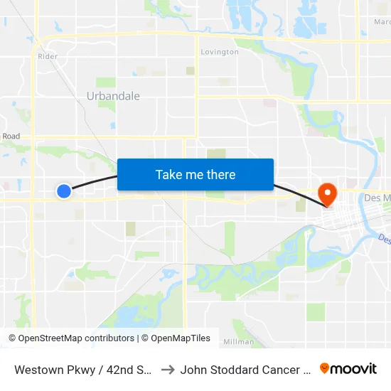 Westown Pkwy / 42nd St, Wdm to John Stoddard Cancer Center map