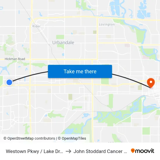 Westown Pkwy / Lake Dr, Wdm to John Stoddard Cancer Center map