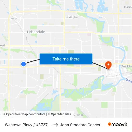 Westown Pkwy / #3737, Wdm to John Stoddard Cancer Center map