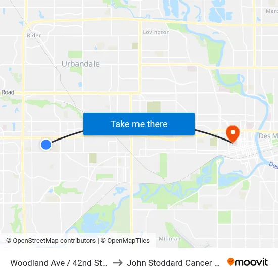 Woodland Ave / 42nd St, Wdm to John Stoddard Cancer Center map