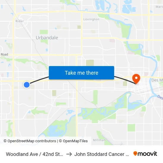 Woodland Ave / 42nd St, Wdm to John Stoddard Cancer Center map