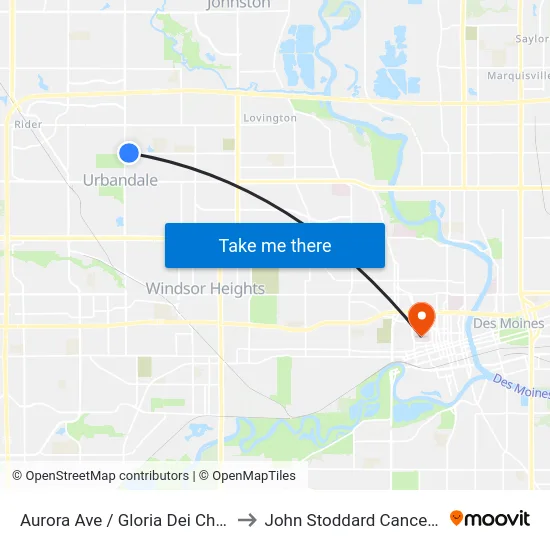 Aurora Ave / Gloria Dei Church, Urb to John Stoddard Cancer Center map