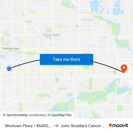 Westown Pkwy / #6400, Wdm to John Stoddard Cancer Center map
