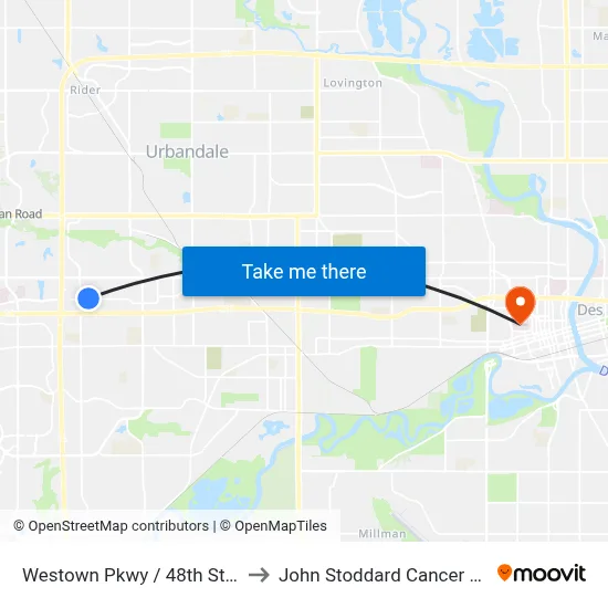 Westown Pkwy / 48th St, Wdm to John Stoddard Cancer Center map