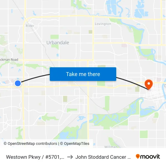 Westown Pkwy / #5701, Wdm to John Stoddard Cancer Center map