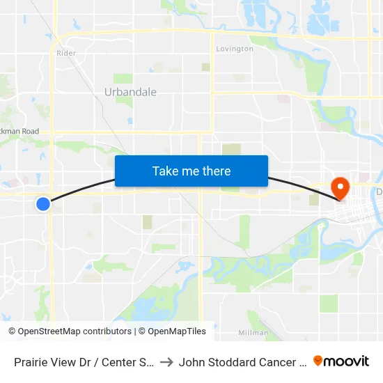 Prairie View Dr / Center St, Wdm to John Stoddard Cancer Center map