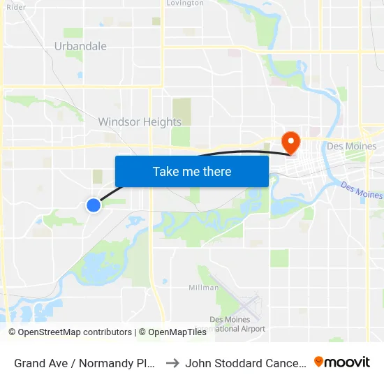 Grand Ave / Normandy Plaza, Wdm to John Stoddard Cancer Center map