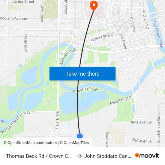 Thomas Beck Rd / Crown Colony Ct, Dsm to John Stoddard Cancer Center map